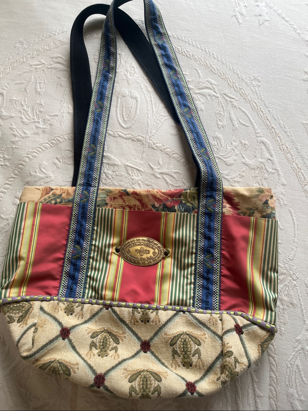 Rare Mac Childs 1983 Collector Mixed Fabrics ShoulderTote Bag Collector LikeNew - Picture 3 of 8